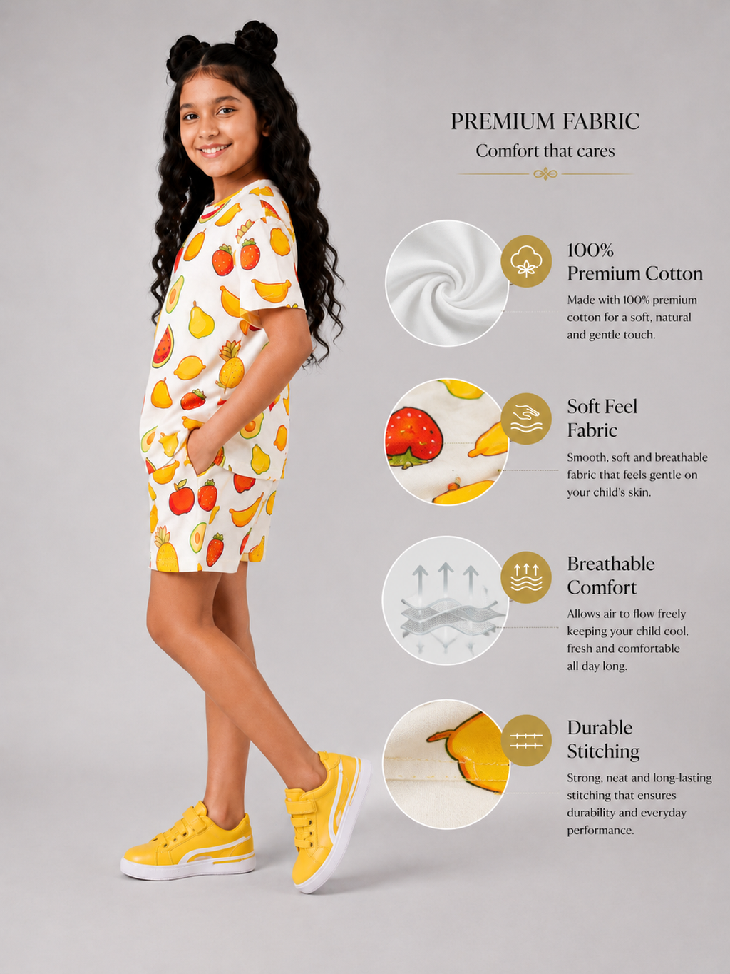 Organic Cotton Co Ords With Aop Print White
