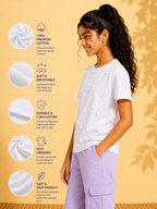 Organic Cotton Crew Neck With Bow White
