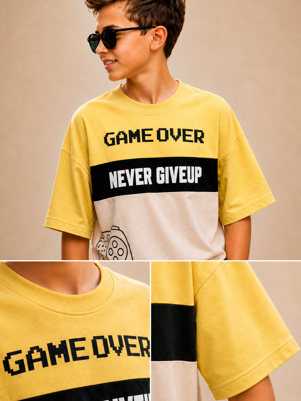 Crew Neck And Cut & Sew With Hd Print Pale Green