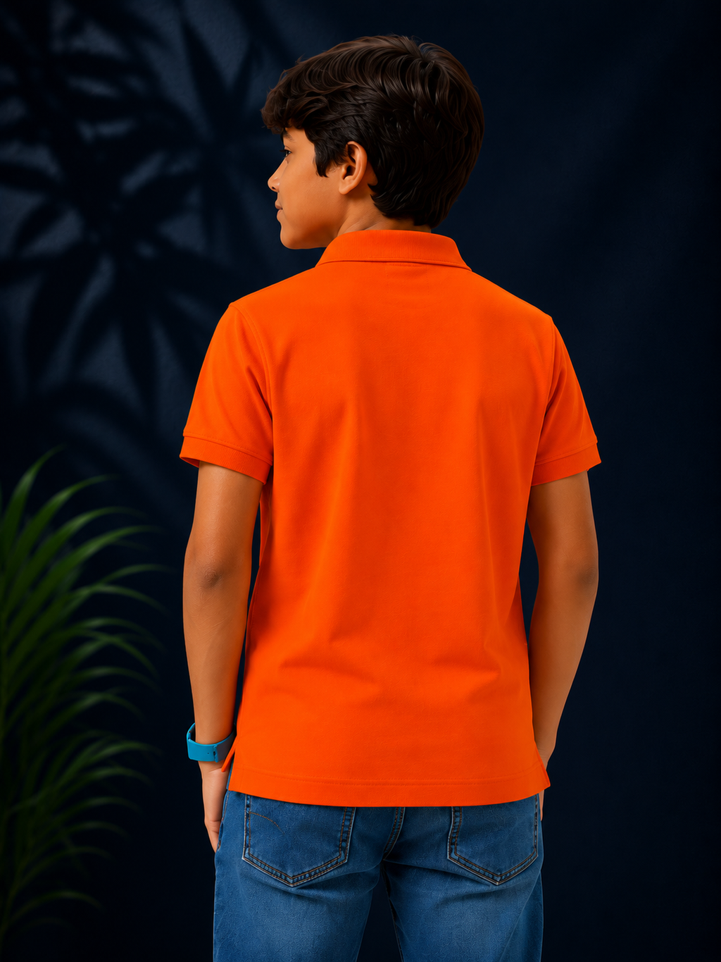 Polo With Contrast Placket And Emb Red