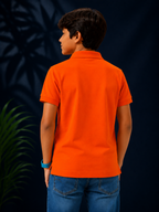 Polo With Contrast Placket And Emb Red