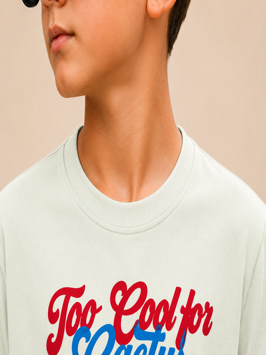 Organic Cotton Crew Neck With Puff Print Pista Green
