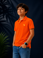 Polo With Contrast Placket And Emb Red