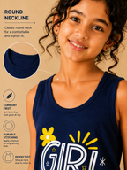 Organic Cotton Tank Top With Normal Print Navy