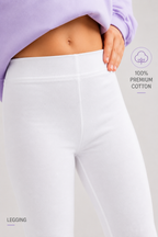 Organic Cotton Plain Leggings Bright White