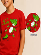 Organic Cotton Crew Neck With Puff Print Red