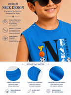 Organic Cotton Tank Top With Chennile Emb Blue