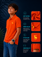 Polo With Contrast Placket And Emb Red