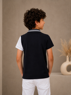 Organic Cotton Polo With Print And Cut & Sew Black