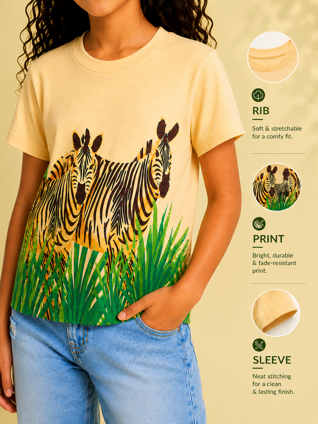 Organic Cotton Crew Neck With Digital Printing Sandal