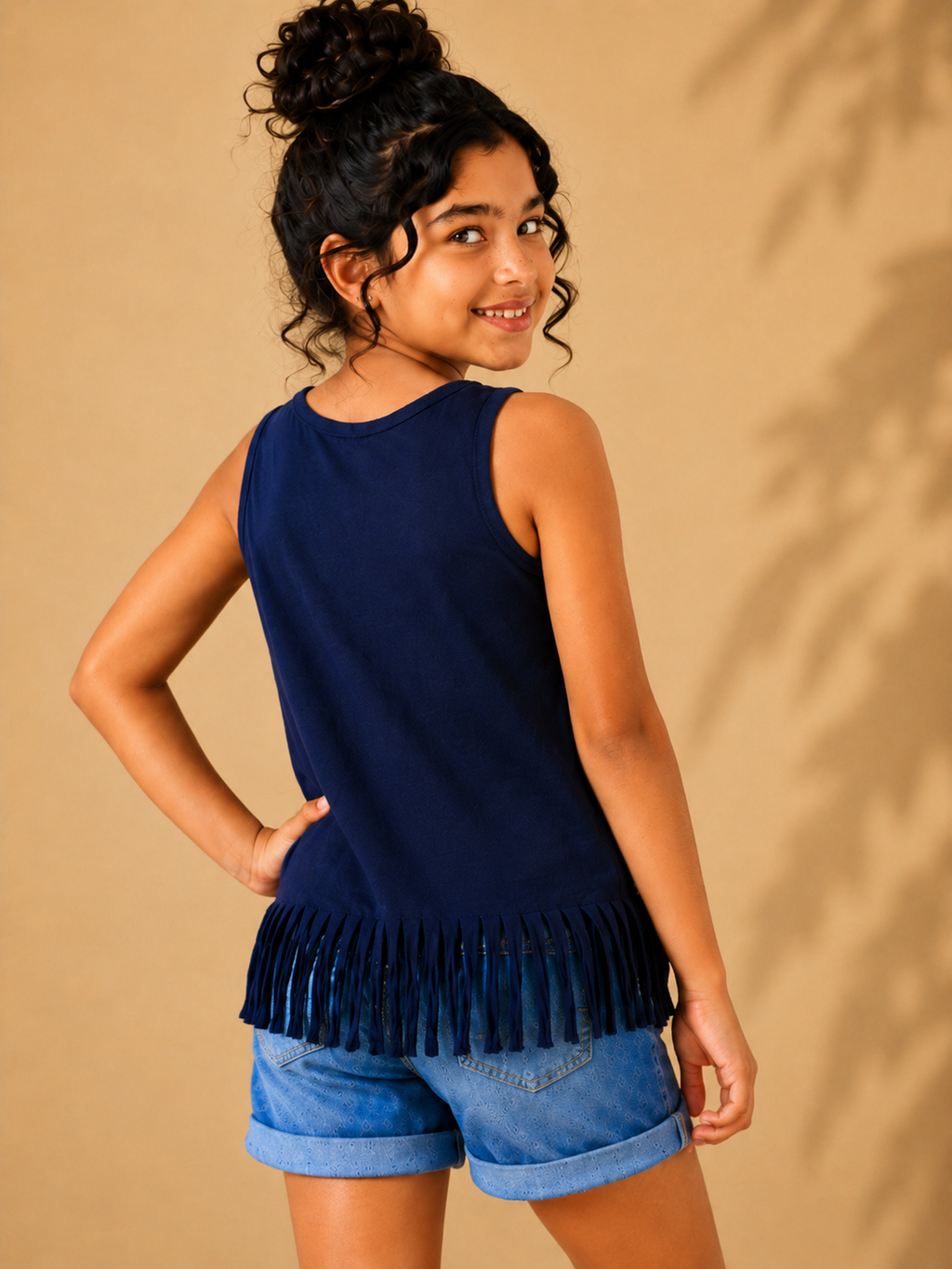 Organic Cotton Tank Top With Normal Print Navy
