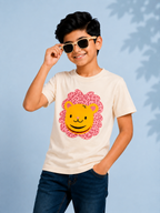Organic Cotton Crew Neck With Applic Emb White