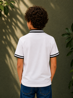 Organic Cotton Kids Polo With Hd Print Cloud Dancer