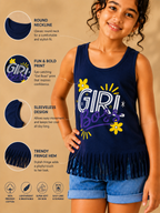 Organic Cotton Tank Top With Normal Print Navy