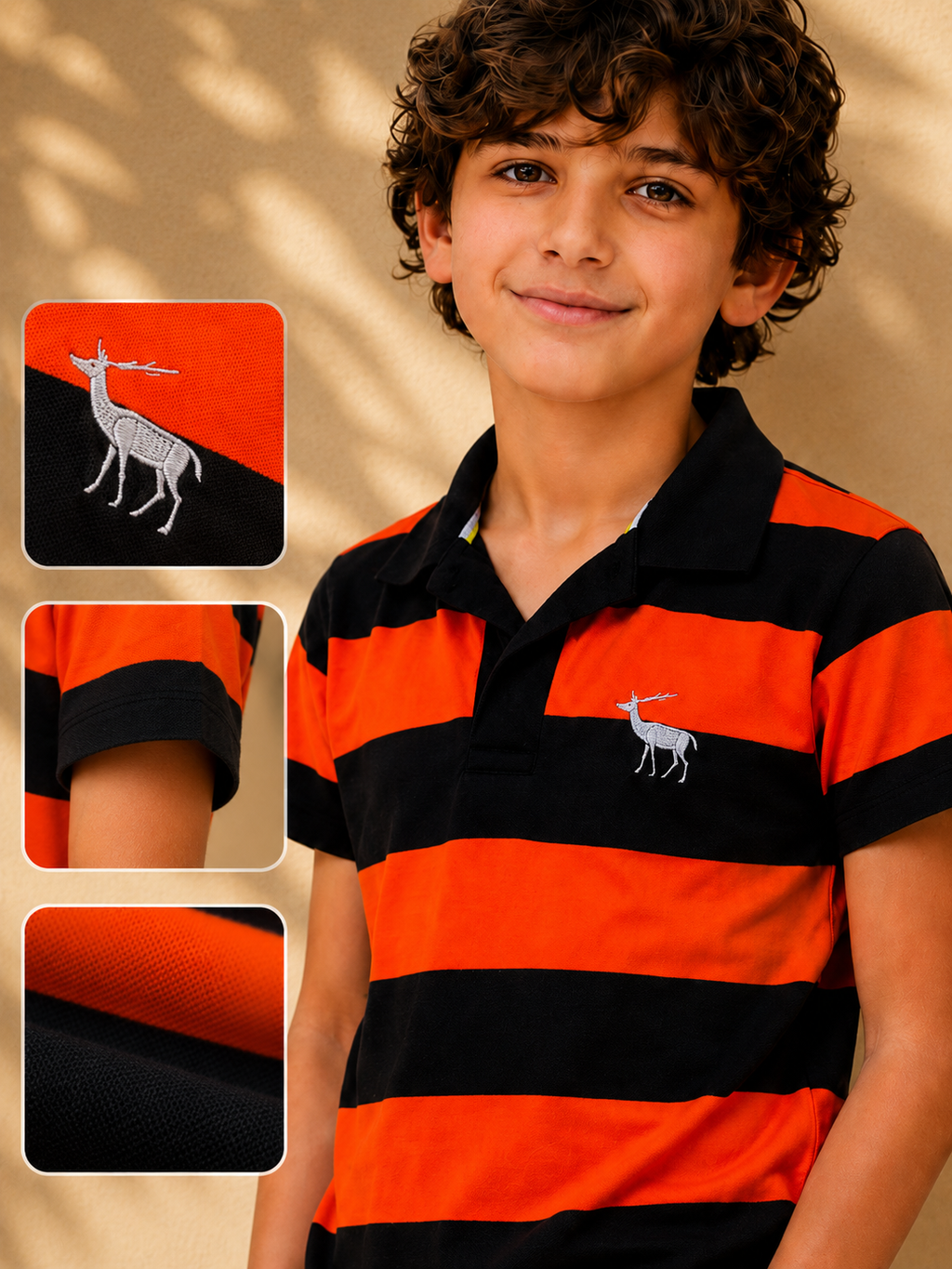 Polo Y/D Contrast Placket And Emb Orange