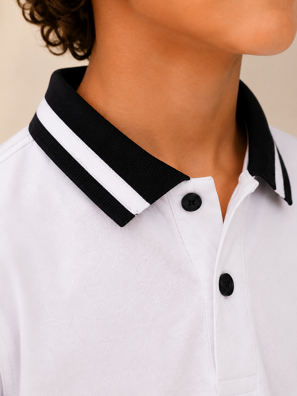 Organic Cotton Kids Polo With Hd Print Cloud Dancer