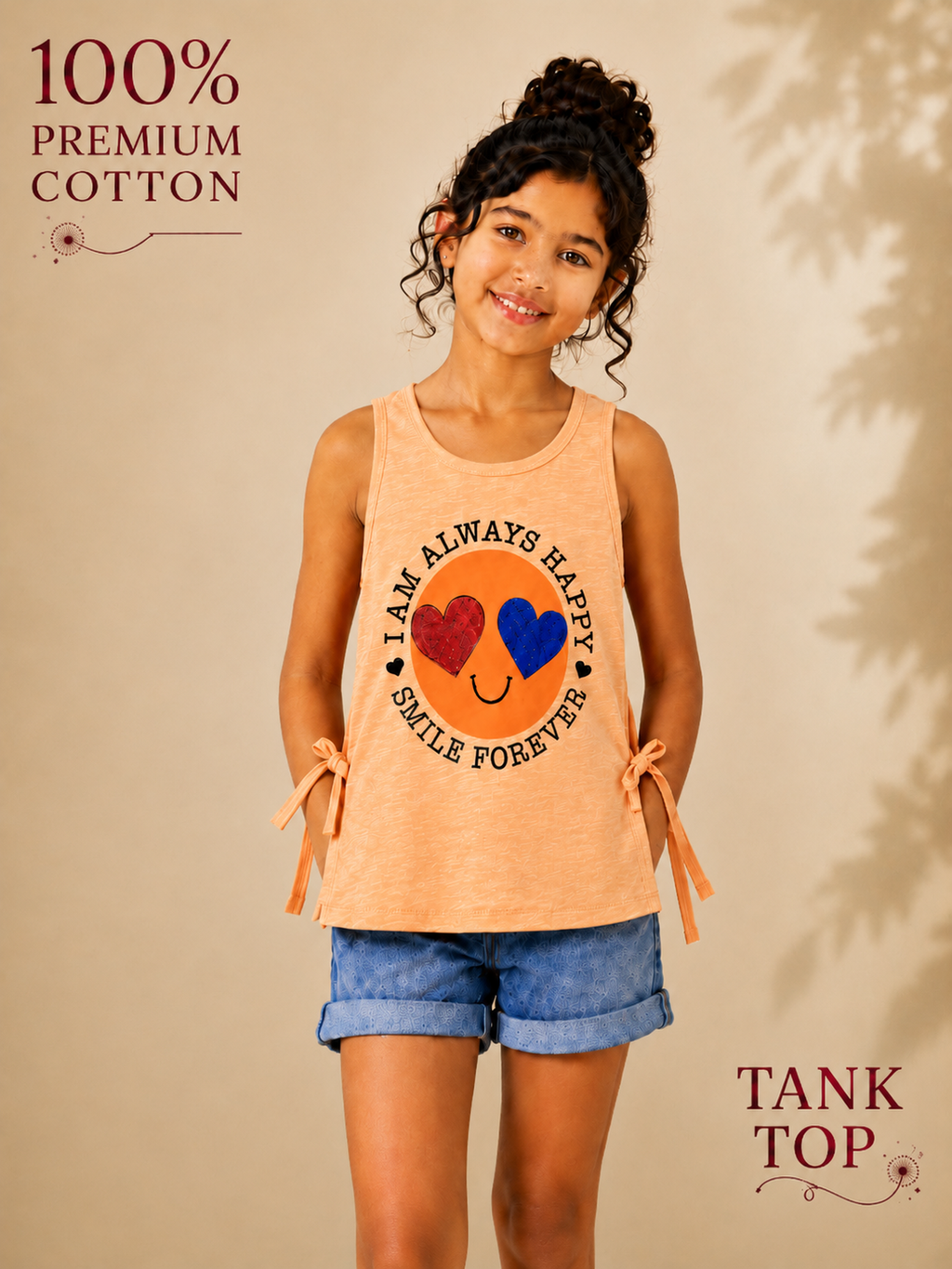 Tank Top With Gilter Print Orange