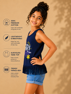 Organic Cotton Tank Top With Normal Print Navy