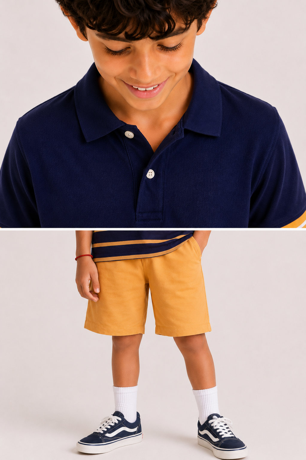 Organic Cotton Co Ords With Stripes Print T Shirt Navy