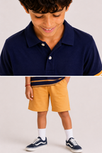 Organic Cotton Co Ords With Stripes Print T Shirt Navy
