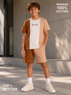 Organic Cotton Co Ords With Cut & Sew And Puff Print Cloud Dancer