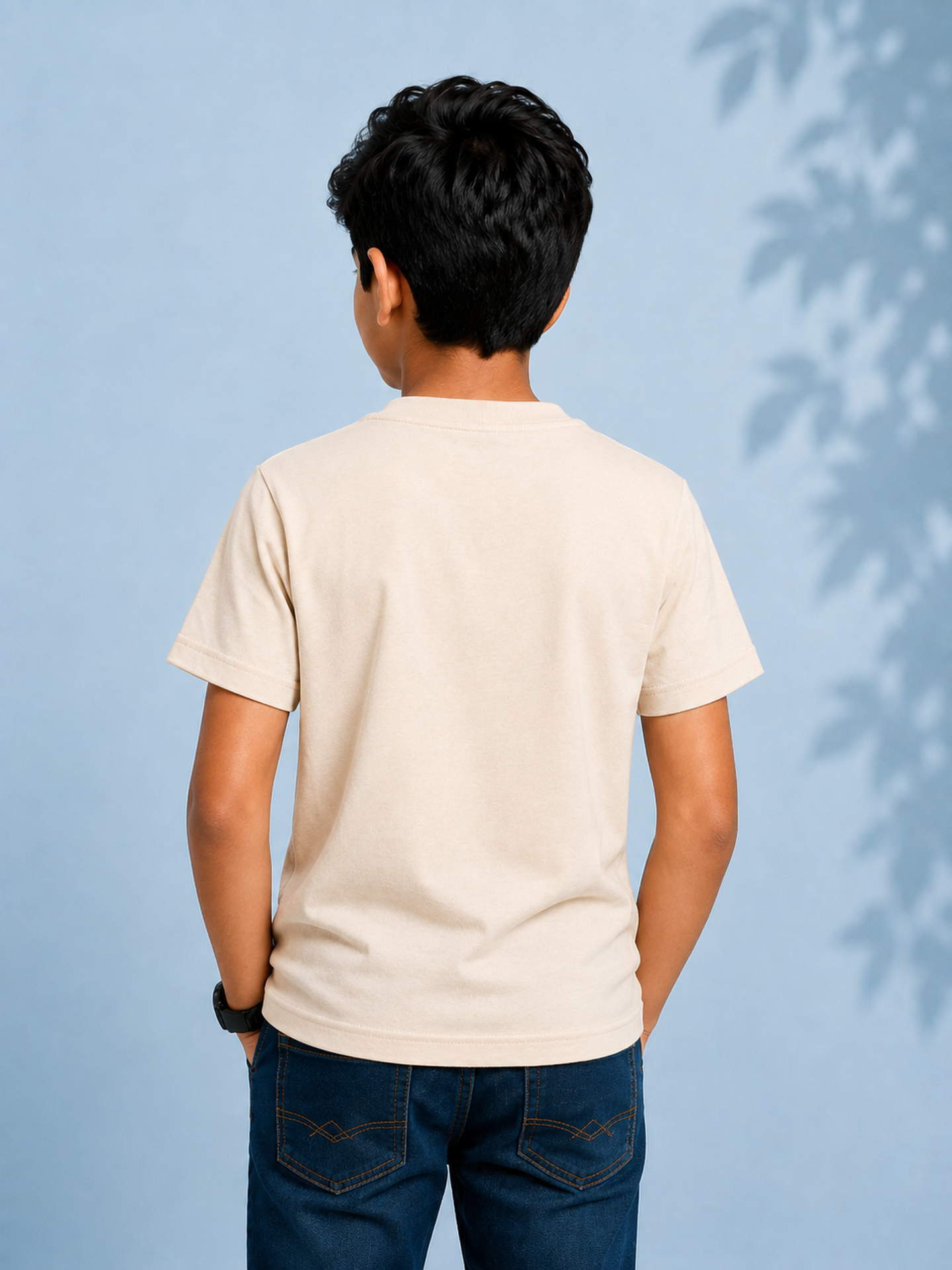 Organic Cotton Crew Neck With Contrast Emb Beige