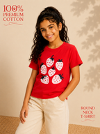 Organic Cotton Crew Neck With Puff Print Red