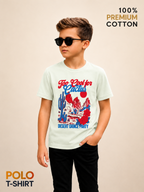 Organic Cotton Crew Neck With Puff Print Pista Green