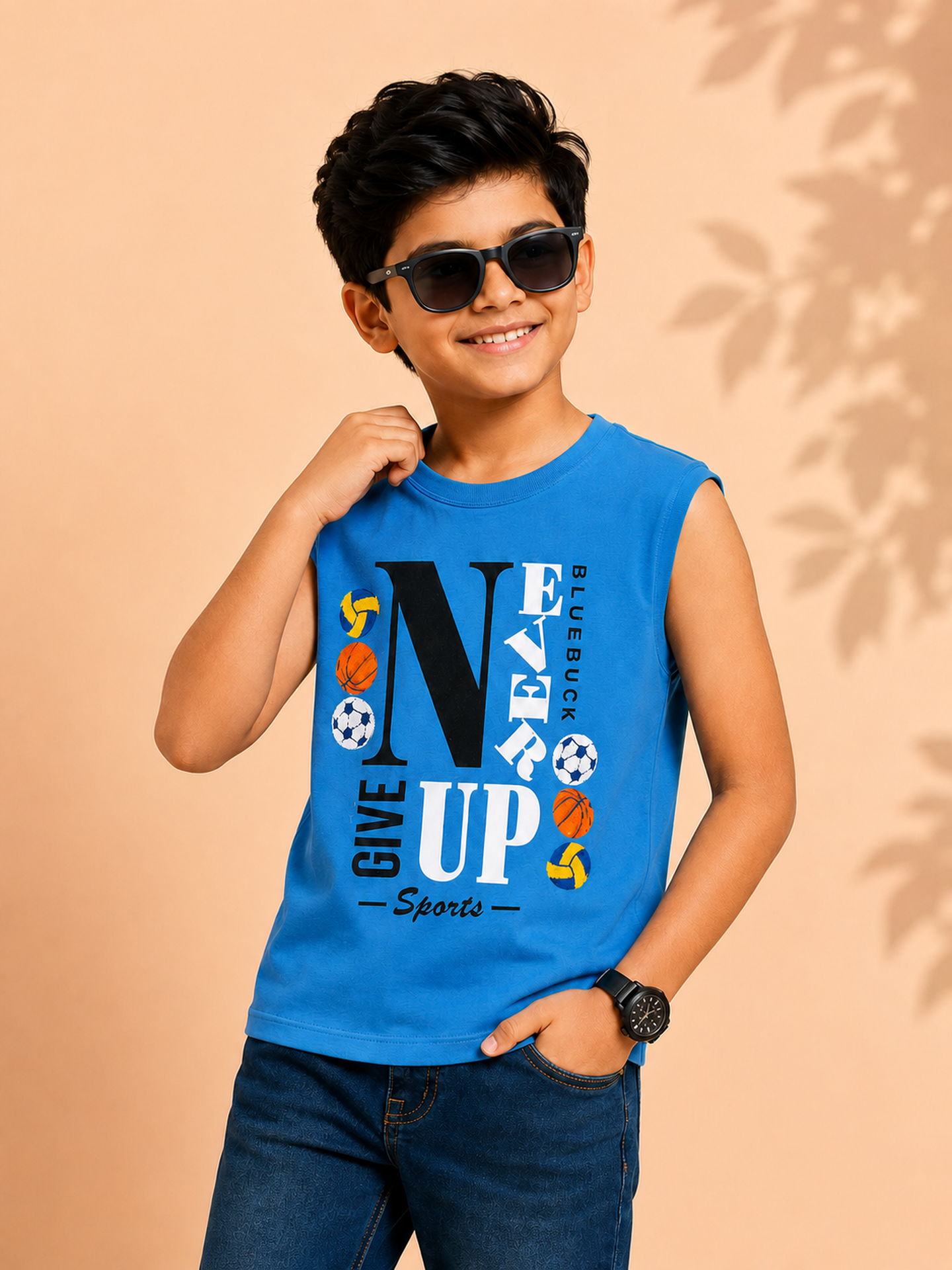 Organic Cotton Tank Top With Chennile Emb Blue