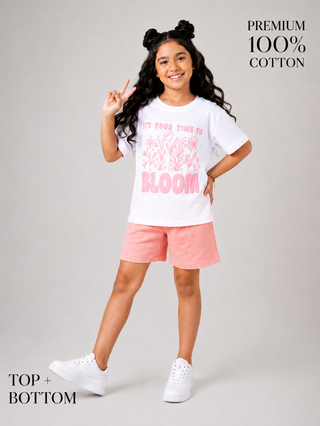 Organic Cotton Co Ords With Puff Print Pink