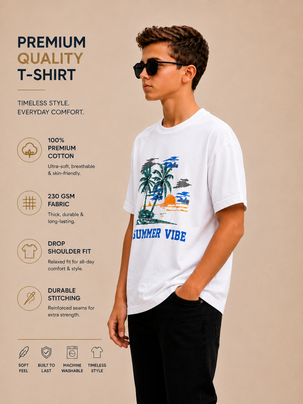 Organic Cotton Ragalon Sleeve With Print Cloud Dancer