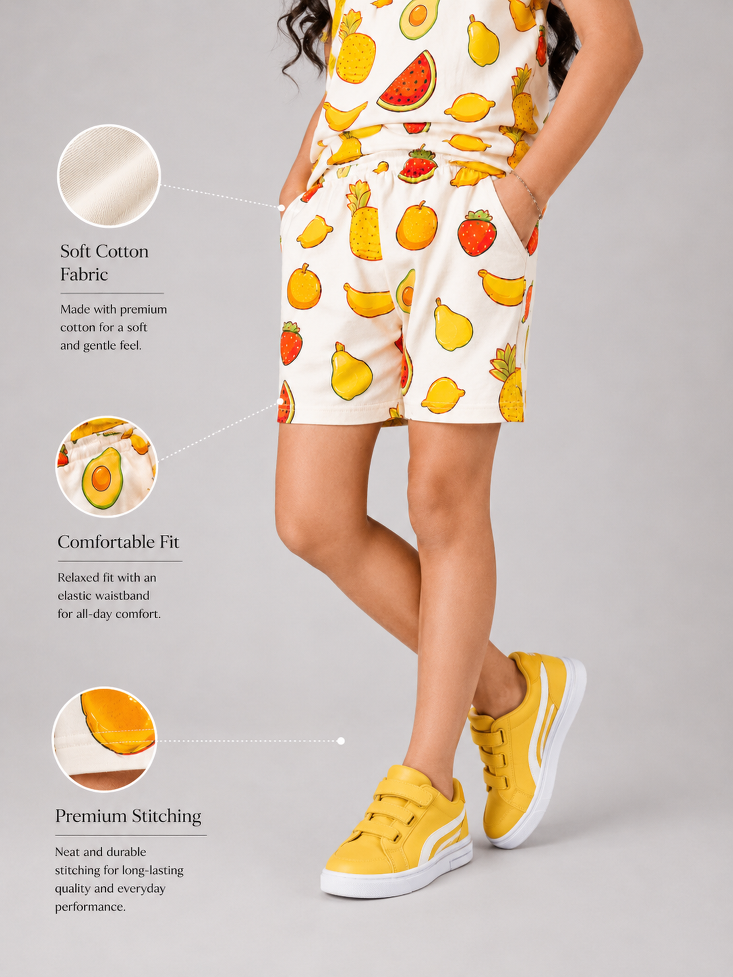 Organic Cotton Co Ords With Aop Print White