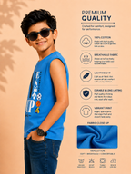 Organic Cotton Tank Top With Chennile Emb Blue