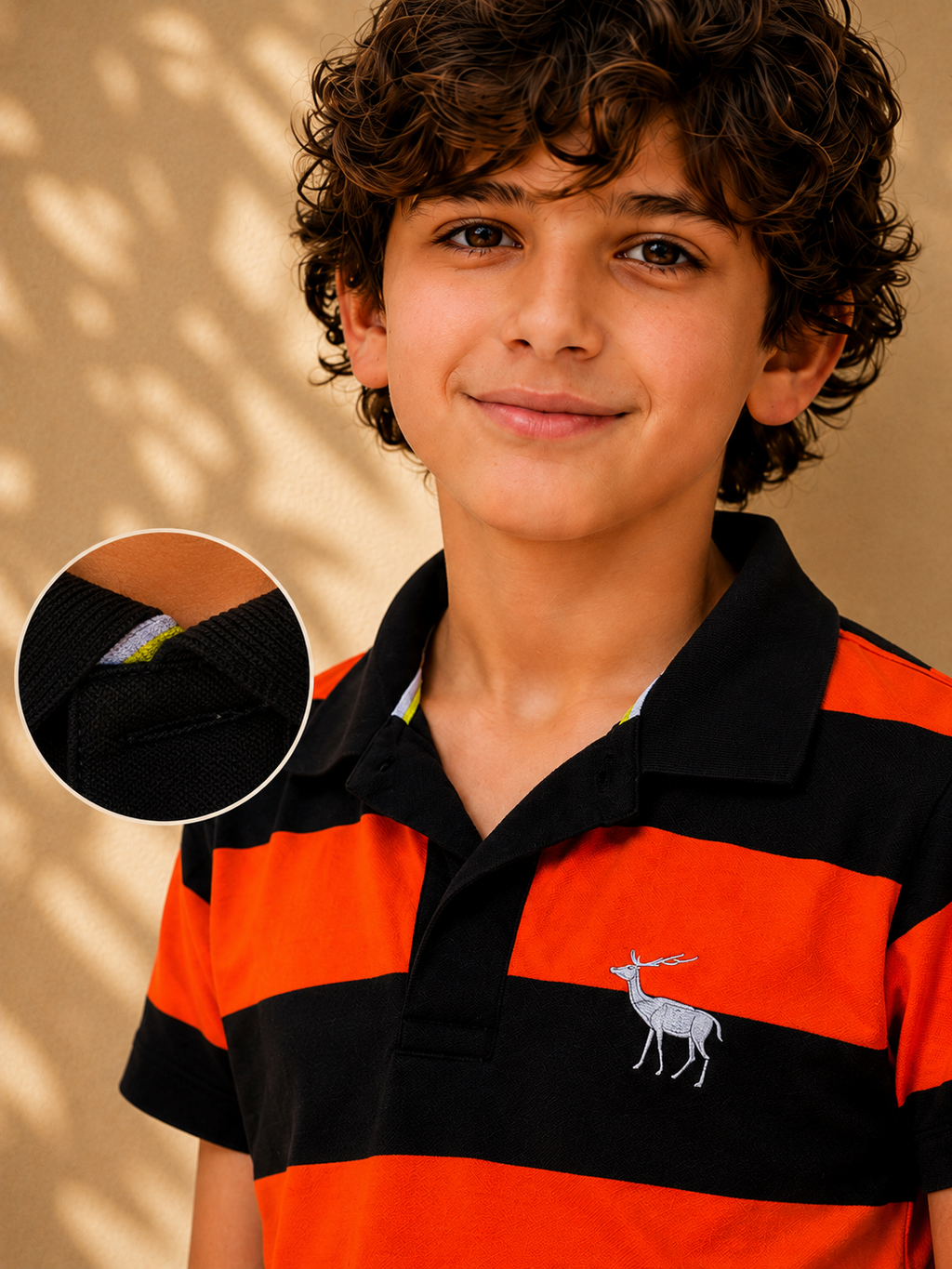 Polo Y/D Contrast Placket And Emb Orange
