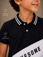 Organic Cotton Polo With Print And Cut & Sew Black