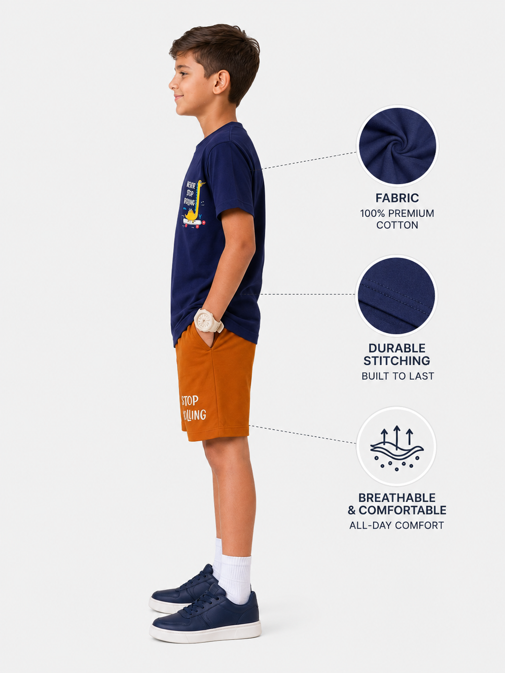 Organic Cotton Co Ords With Print Navy