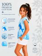 Organic Cotton Crew Neck With Normal Print And Fabric Patch Blue