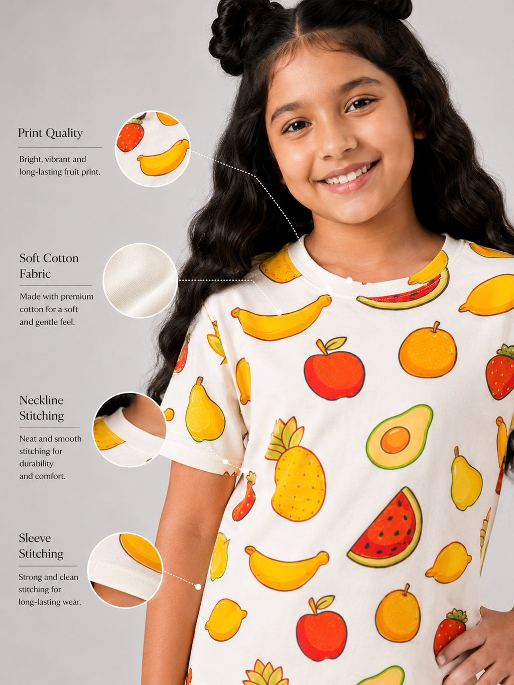 Organic Cotton Co Ords With Aop Print White