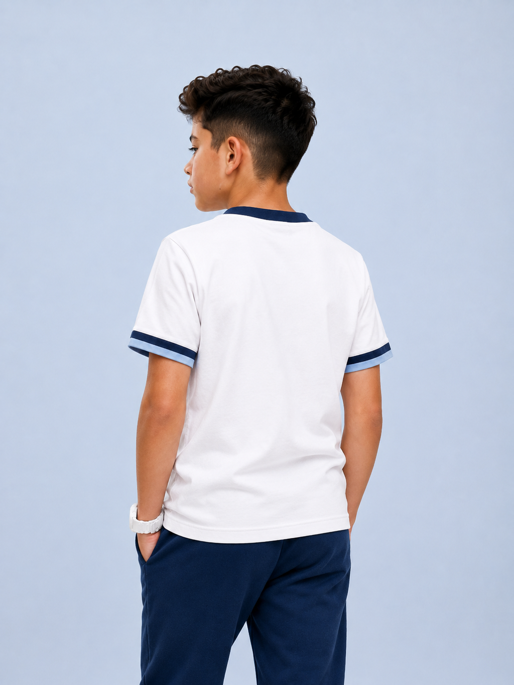 Organic Cotton Henly Neck With Contrast Placket And Emb Cloud Dancer