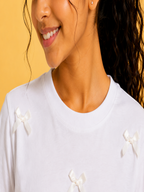 Organic Cotton Crew Neck With Bow White