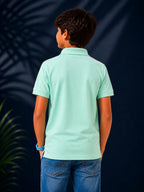 Polo With Contrast Placket And Emb Pista Green