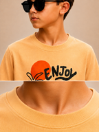 Crew Neck With Puff Print Ivory Cream