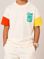 Organic Cotton Co Ords With Cut& Sew And Puff Print White