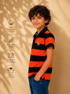 Polo Y/D Contrast Placket And Emb Orange