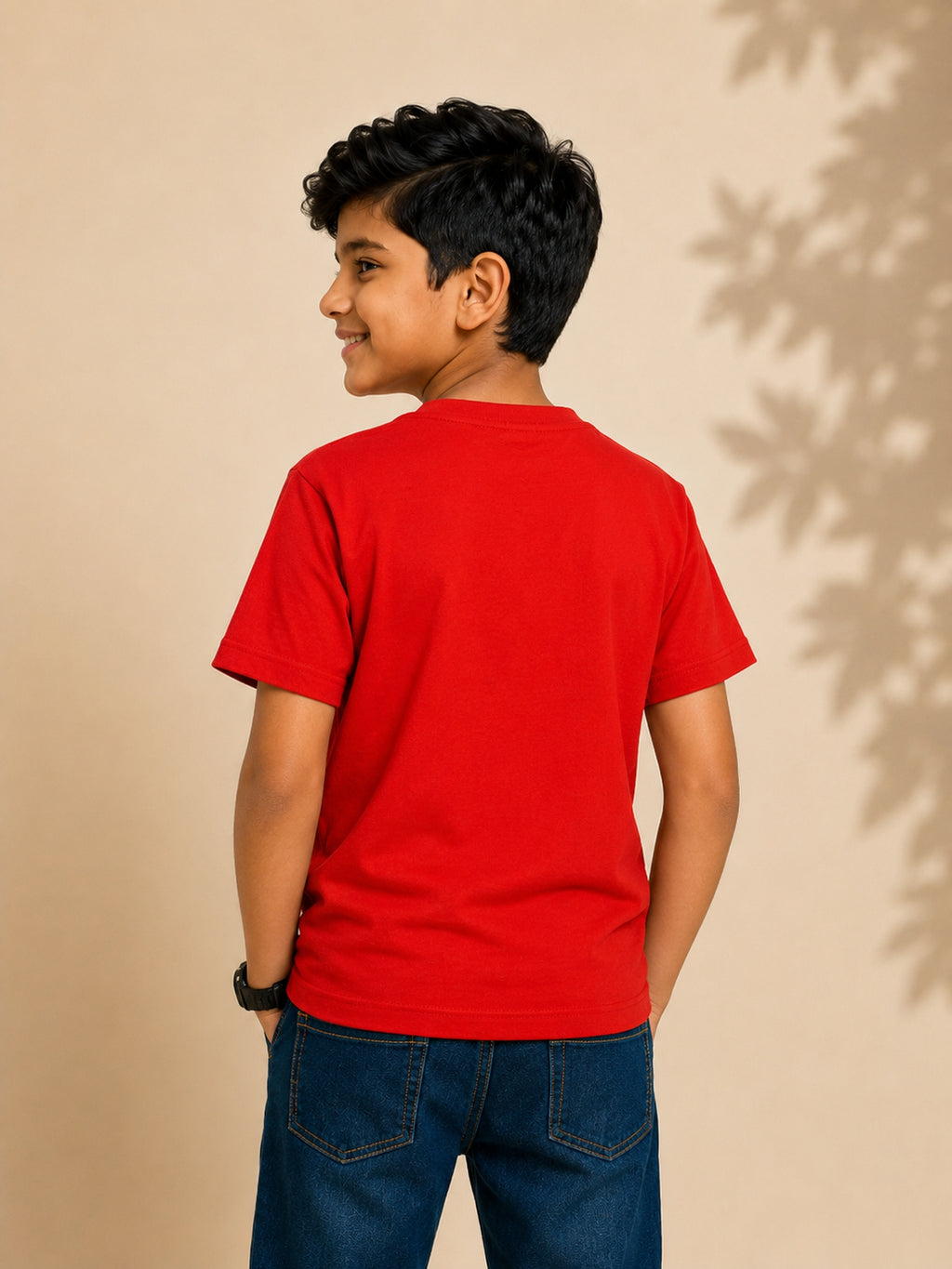 Organic Cotton Crew Neck With Puff Print Red