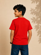 Organic Cotton Crew Neck With Puff Print Red