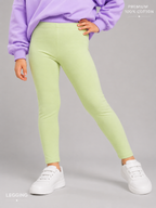 Organic Cotton Plain Leggings Patina Green