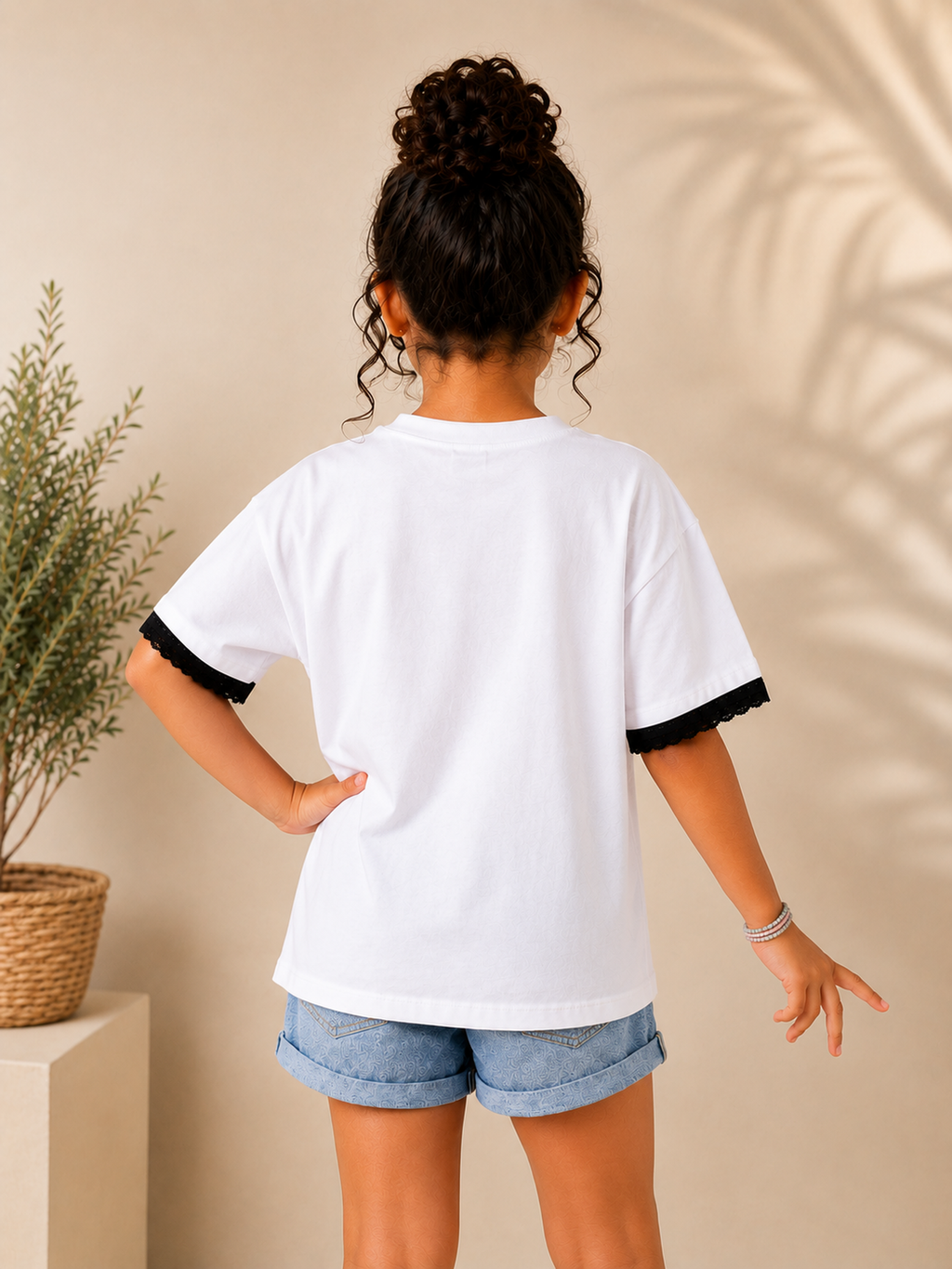 Organic Cotton Crew Neck With Normal Print And Applic White