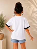 Organic Cotton Crew Neck With Normal Print And Applic White