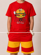 Organic Cotton Co Ords With Puff Print Red